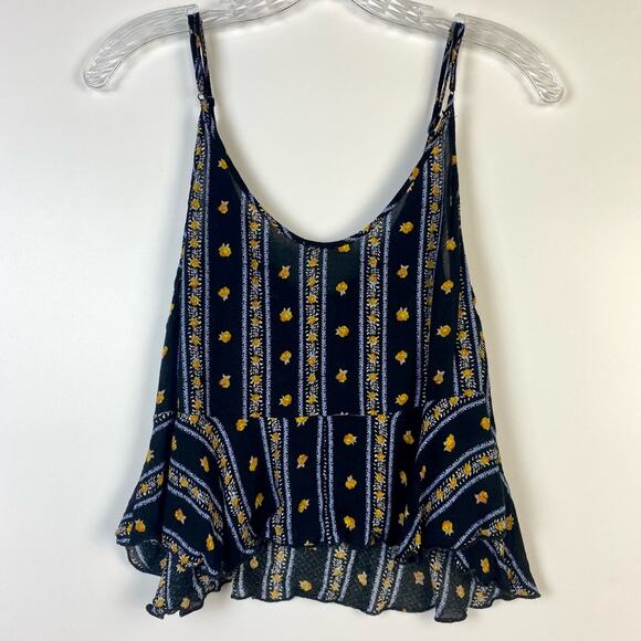 Free People Love To Love Peplum Spaghetti Strap Crop Top Size Medium - Picture 5 of 7